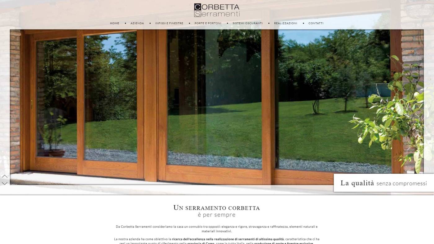 home page sito internet corbetta serramenti realizzato da newvisibility