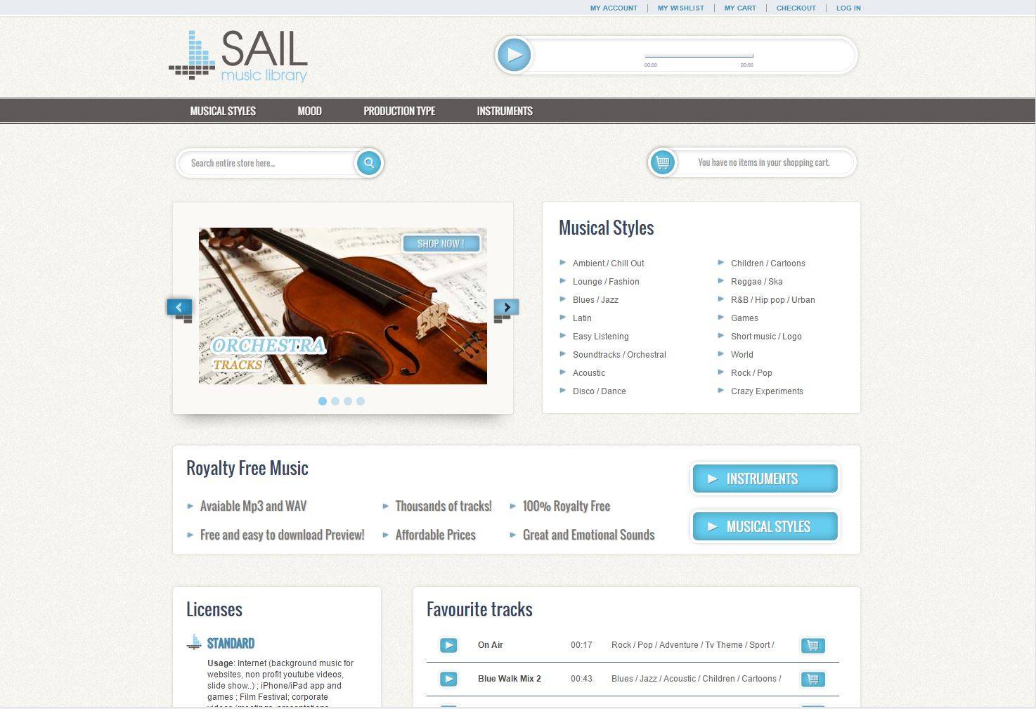 Sito e-commerce Sail Music Library NewVisibility