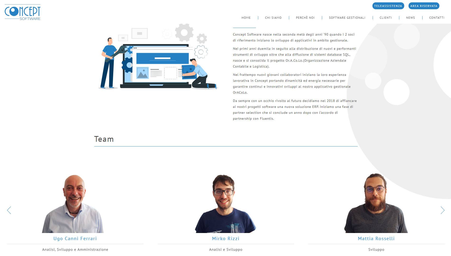 Pagina team con carosello